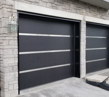 black rolling garage door